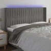 Galvūgalis su LED, šviesiai pilkas, 203x16x118/128cm, aksomas