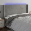 Galvūgalis su LED, šviesiai pilkas, 203x16x118/128cm, aksomas