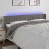 Galvūgalis su LED, šviesiai pilkas, 203x16x78/88cm, aksomas