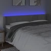 Galvūgalis su LED, šviesiai pilkas, 203x16x78/88cm, aksomas