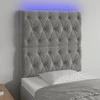 Galvūgalis su LED, šviesiai pilkas, 80x7x118/128cm, aksomas