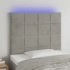Galvūgalis su LED, šviesiai pilkas, 90x5x118/128cm, aksomas