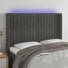 Galvūgalis su LED, tamsiai pilkas, 147x16x118/128cm, aksomas