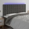 Galvūgalis su LED, tamsiai pilkas, 180x5x118/128cm, aksomas