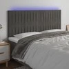 Galvūgalis su LED, tamsiai pilkas, 200x5x118/128cm, aksomas