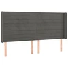 Galvūgalis su LED, tamsiai pilkas, 203x16x118/128cm, aksomas
