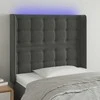 Galvūgalis su LED, tamsiai pilkas, 93x16x118/128cm, aksomas