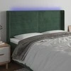 Galvūgalis su LED, tamsiai žalias, 203x16x118/128cm, aksomas