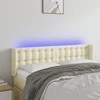 Galvūgalis su LED,kreminės spalvos,147x16x78/88cm, dirbtinė oda