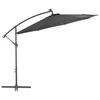 Gembinis skėtis su LED ir plieniniu stulpu, antracito, 300cm