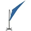 Gembinis skėtis su stulpu ir LED lemputėmis, mėlynas, 250cm