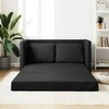 Grindų sofa-lova, 2-1, juoda, 112x174x55cm, dirbtinė oda