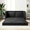 Grindų sofa-lova, 2-1, juodos spalvos, 122x204x55cm, aksomas