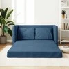 Grindų sofa-lova, 2-1, mėlynos spalvos, 112x174x55cm, audinys