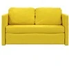 Grindų sofa-lova, 2-1, tamsiai geltona, 122x204x55cm, aksomas