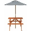 Iškylų stalas 4 vaikams su skėčiu, eglės medienos masyvas