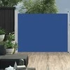 Ištraukiama šoninė kiemo pertvara, mėlynos spalvos, 140x500cm