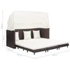 Ištraukiama trivietė sofa-lova su stogeliu, ruda, poliratanas