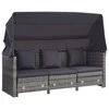 Ištraukiama trivietė sofa-lova su stogeliu, pilka, poliratanas