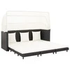Ištraukiama trivietė sofa-lova su stogeliu, juoda, poliratanas
