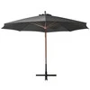Kabantis sodo skėtis su stulpu, antracito, 3,5x2,9m, eglė