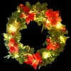 Kalėdinis vainikas su LED lemputėmis, žalios spalvos, 60cm, PVC
