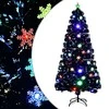 Kalėdų eglutė su LED snaigėmis, juoda, 150cm, optinis pluoštas
