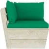 Kampinė sodo sofa iš palečių su pagalvėlėmis, impregnuota eglė