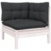 Kampinė sodo sofa su pagalvėlėmis, balta, pušies masyvas