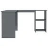 Kampinis stalas, pilkas, 120x140x75cm, MDP, L formos, blizgus