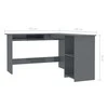 Kampinis stalas, pilkas, 120x140x75cm, MDP, L formos, blizgus