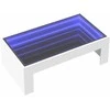 Kavos staliukas su Infinity LED lemputėmis, baltas, 90x50x30cm