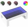 Kavos staliukas su Infinity LED lemputėmis, baltas, 90x53x30cm
