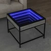 Kavos staliukas su Infinity LED lemputėmis, pilkas, 50x50x41cm