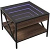 Kavos staliukas su Infinity LED lemputėmis, rudas, 50x50x38cm