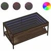 Kavos staliukas su Infinity LED lemputėmis, rudas, 90x50x38cm