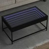Kavos staliukas su Infinity LED lemputėmis, juodas, 90x50x41cm