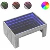 Kavos staliukas su Infinity LED lemputėmis, pilkas, 70x50x30cm