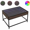 Kavos staliukas su Infinity LED lemputėmis, rudas, 70x50x41cm