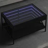 Kavos staliukas su Infinity LED lemputėmis, juodas, 70x50x38cm