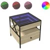 Kavos staliukas su Infinity LED lemputėmis, ąžuolo, 50x50x51cm