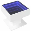 Kavos staliukas su LED, baltas, 50x50x45cm, apdirbta mediena