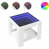 Kavos staliukas su LED, baltas, 53x53x45cm, apdirbta mediena