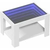 Kavos staliukas su LED, baltas, 73x53x45cm, apdirbta mediena