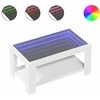 Kavos staliukas su LED, baltas, 93x53x45cm, apdirbta mediena