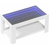 Kavos staliukas su LED, baltas, 93x53x45cm, apdirbta mediena