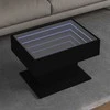 Kavos staliukas su LED, juodas, 70x50x45cm, apdirbta mediena