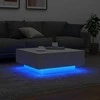 Kavos staliukas su LED lemputėmis, baltos spalvos, 80x80x31cm