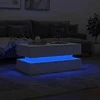 Kavos staliukas su LED lemputėmis, baltos spalvos, 90x50x40cm