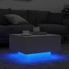 Kavos staliukas su LED lemputėmis, baltos spalvos, 55x55x31cm